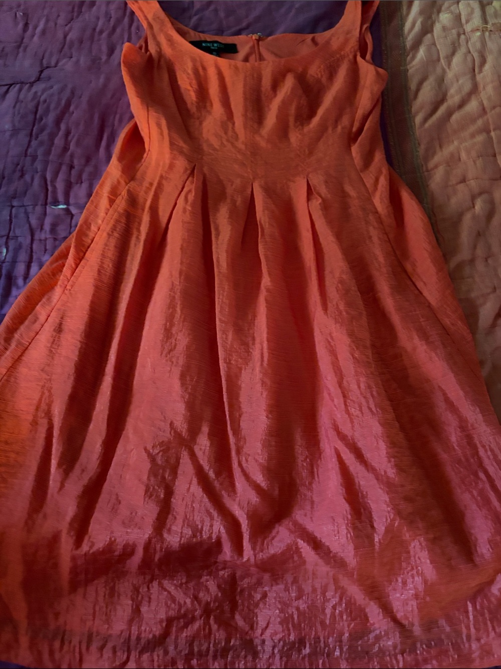Nine West Coral Textured Fit-&-Flare Mini Dress